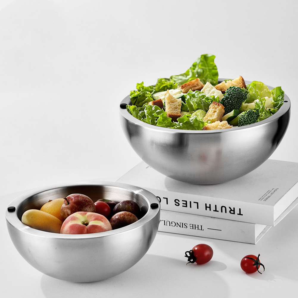 304 肥厚サラダミキシングボウルステンレス鋼二重壁断熱ホッ - Food Storage Meals のレビューと価格