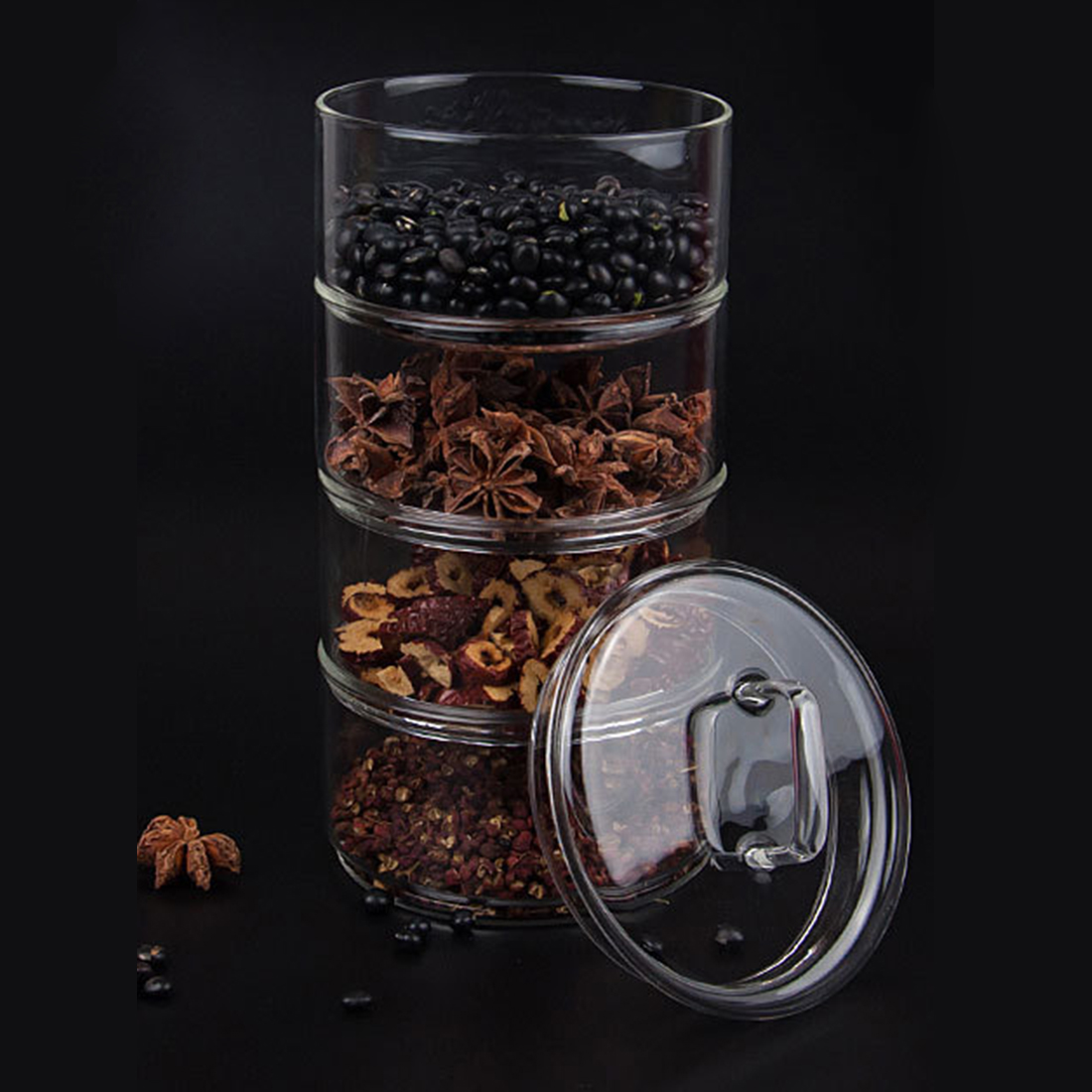 マルチレイヤースタッカブルガラスボトルジャー,容器,容器,タ - Food Storage With Glass Lids のレビューと価格
