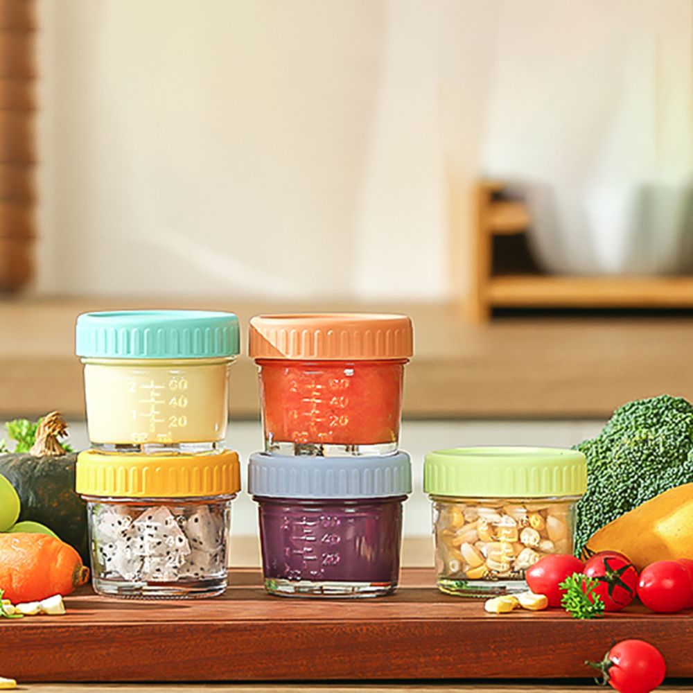 6個入りガラス製ベビーフードジャー、再利用可能、蓋付き、ディ - Food Storage With Glass Lids のレビューと価格