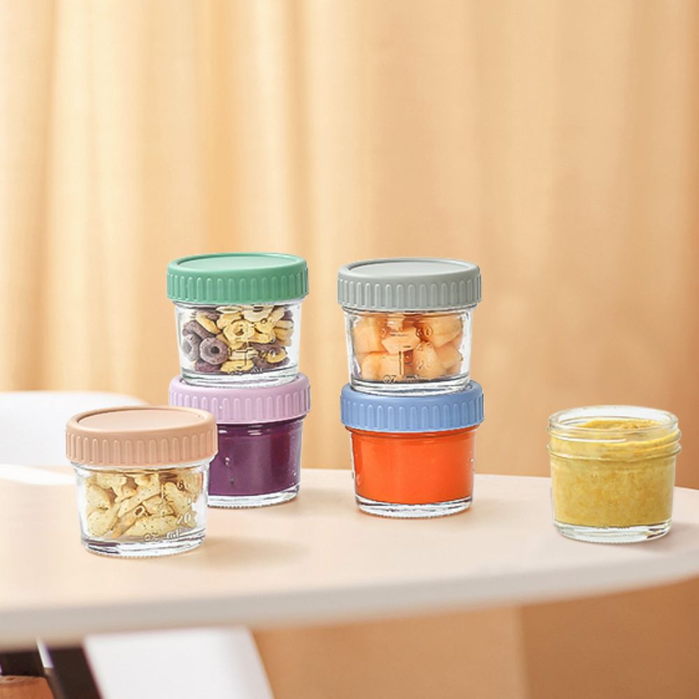 6個入りガラス製ベビーフードジャー、再利用可能、蓋付き、ディ - Food Storage With Glass Lids のレビューと価格