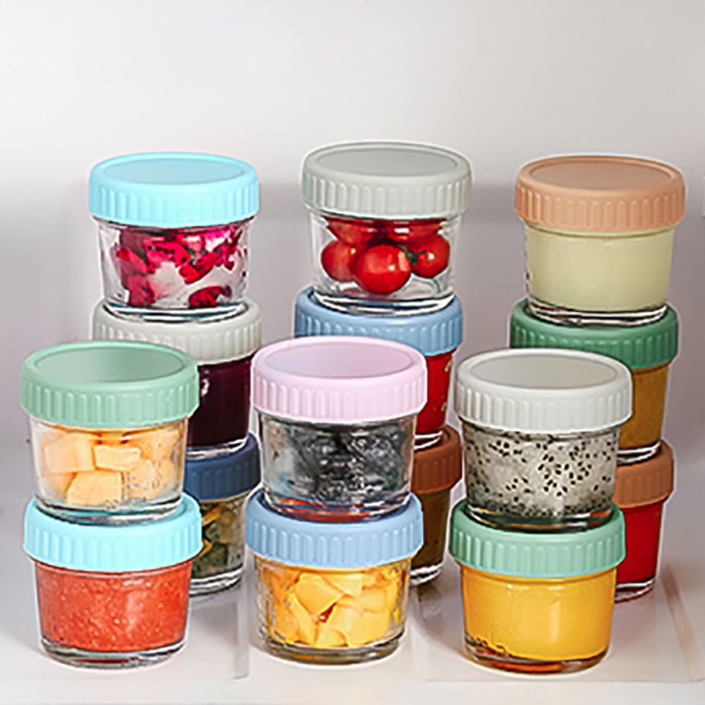 6個入りガラス製ベビーフードジャー 再利用可能 目盛り付き  - Food Storage With Glass Lids のレビューと価格