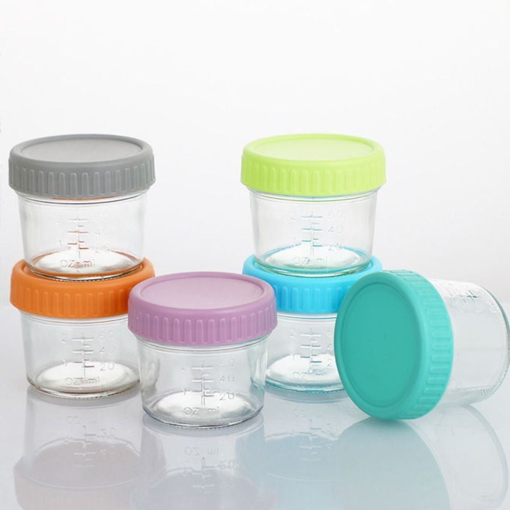 6個入りガラス製ベビーフードジャー 再利用可能 目盛り付き  - Food Storage With Glass Lids のレビューと価格