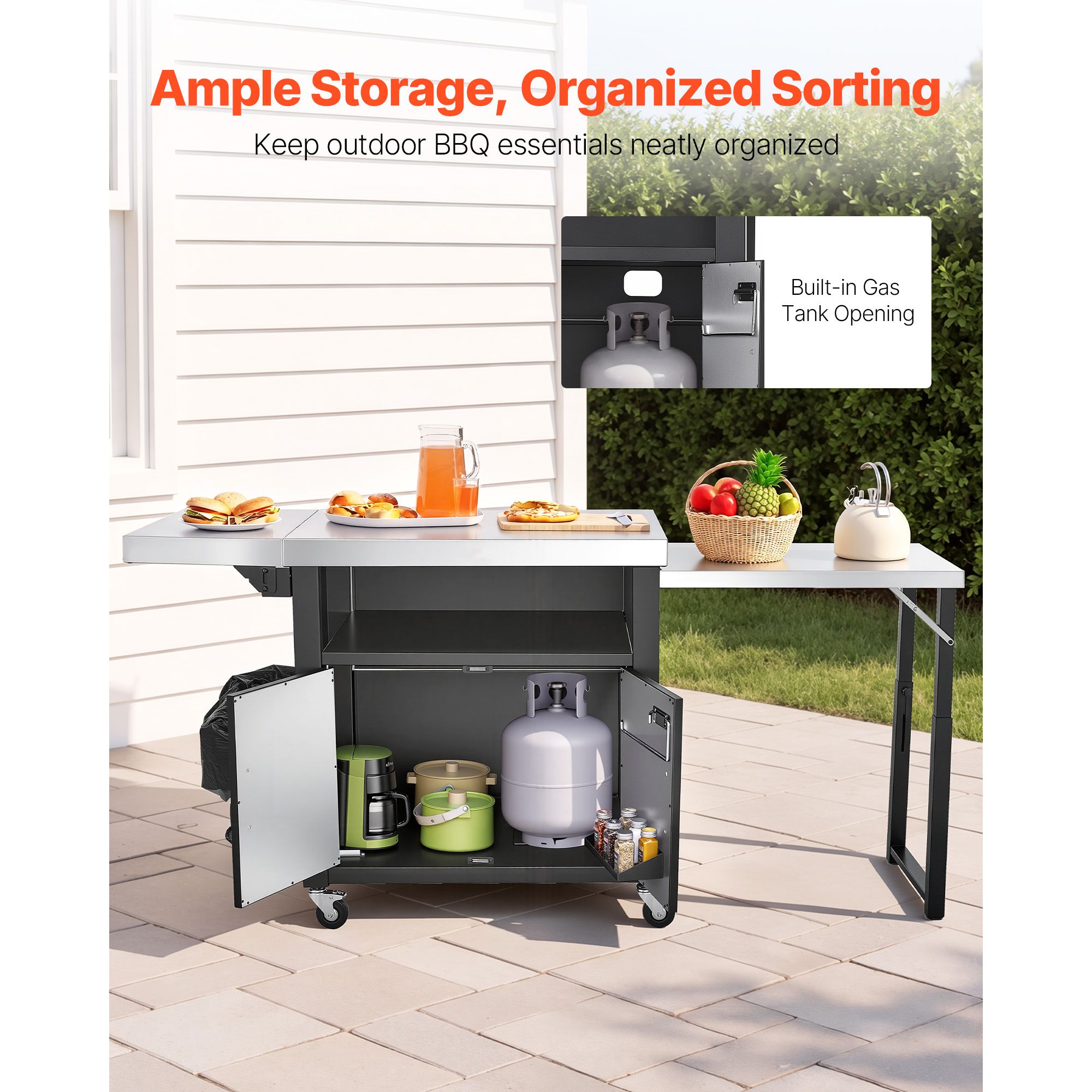 屋外グリルカート、収納キャビネット付き、74.8インチグリル - Food Storage Kitchen Cabinet のレビューと価格