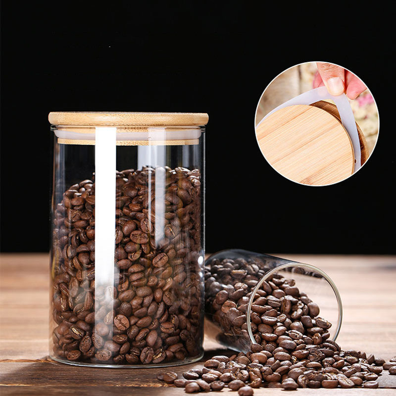 竹の蓋が付いた気密のガラス製食品貯蔵瓶,コーヒー豆,茶葉,ク - Airtight Cereal Jar のレビューと価格