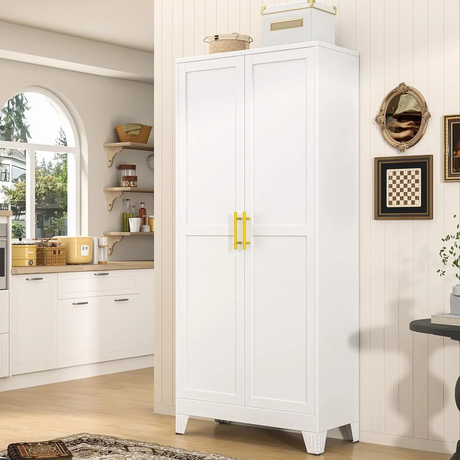 高さ71インチの金属製パントリーストレージキャビネット、扉付 - Food Storage Kitchen Cabinet のレビューと価格