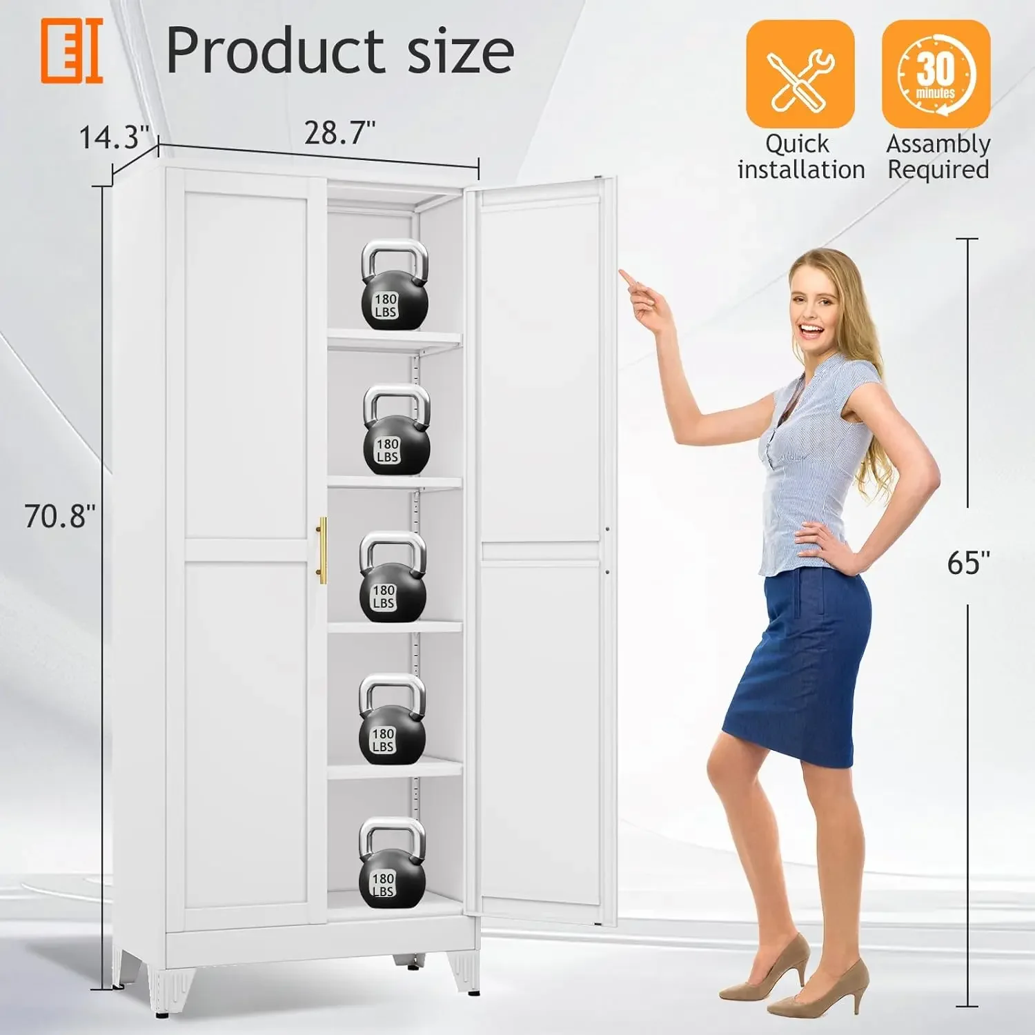 高さ71インチの金属製パントリーストレージキャビネット、扉付 - Food Storage Kitchen Cabinet のレビューと価格