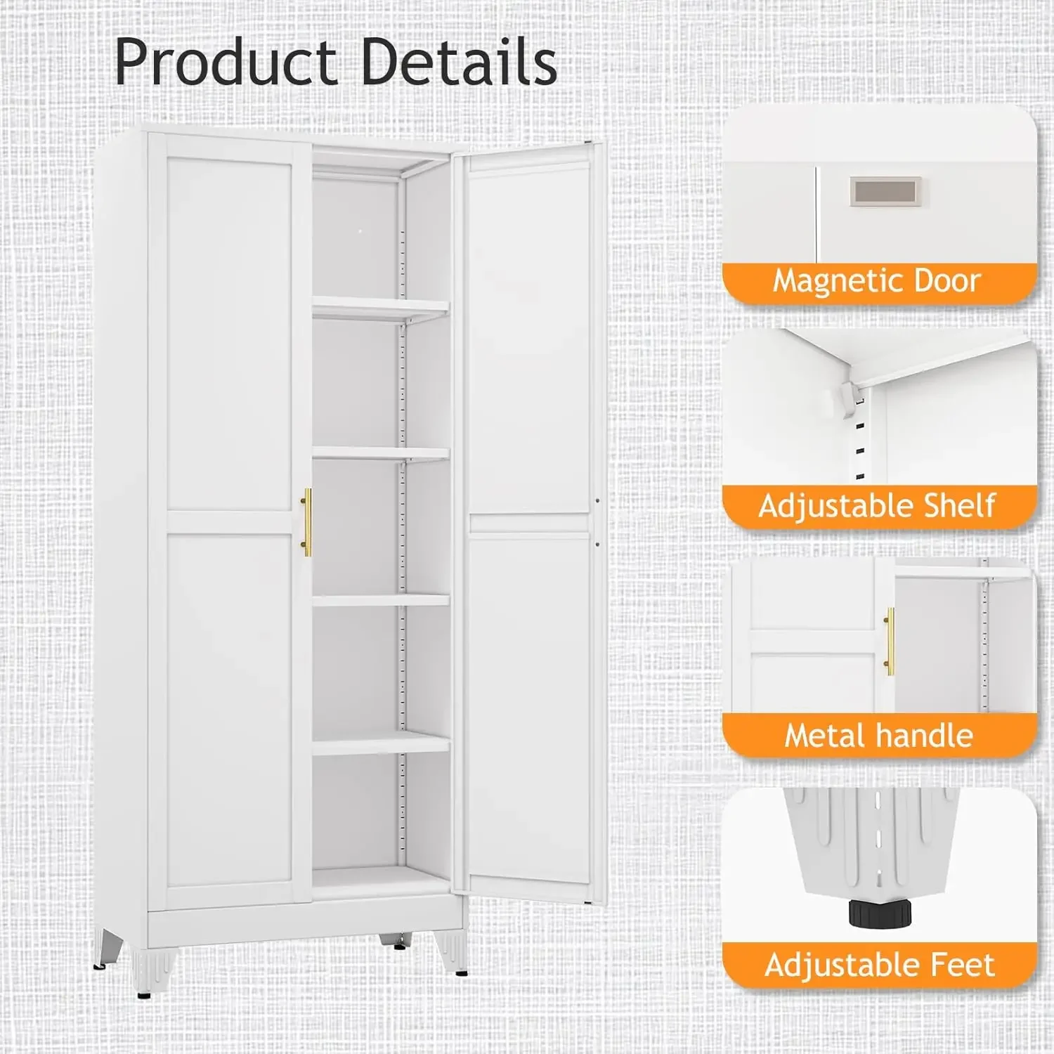 高さ71インチの金属製パントリーストレージキャビネット、扉付 - Food Storage Kitchen Cabinet のレビューと価格