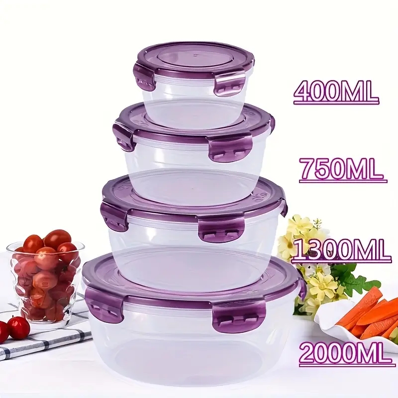 4つのプラスチック製食品保存容器、ランチボックス、食堂、キャ - Food Storage Cupboard のレビューと価格