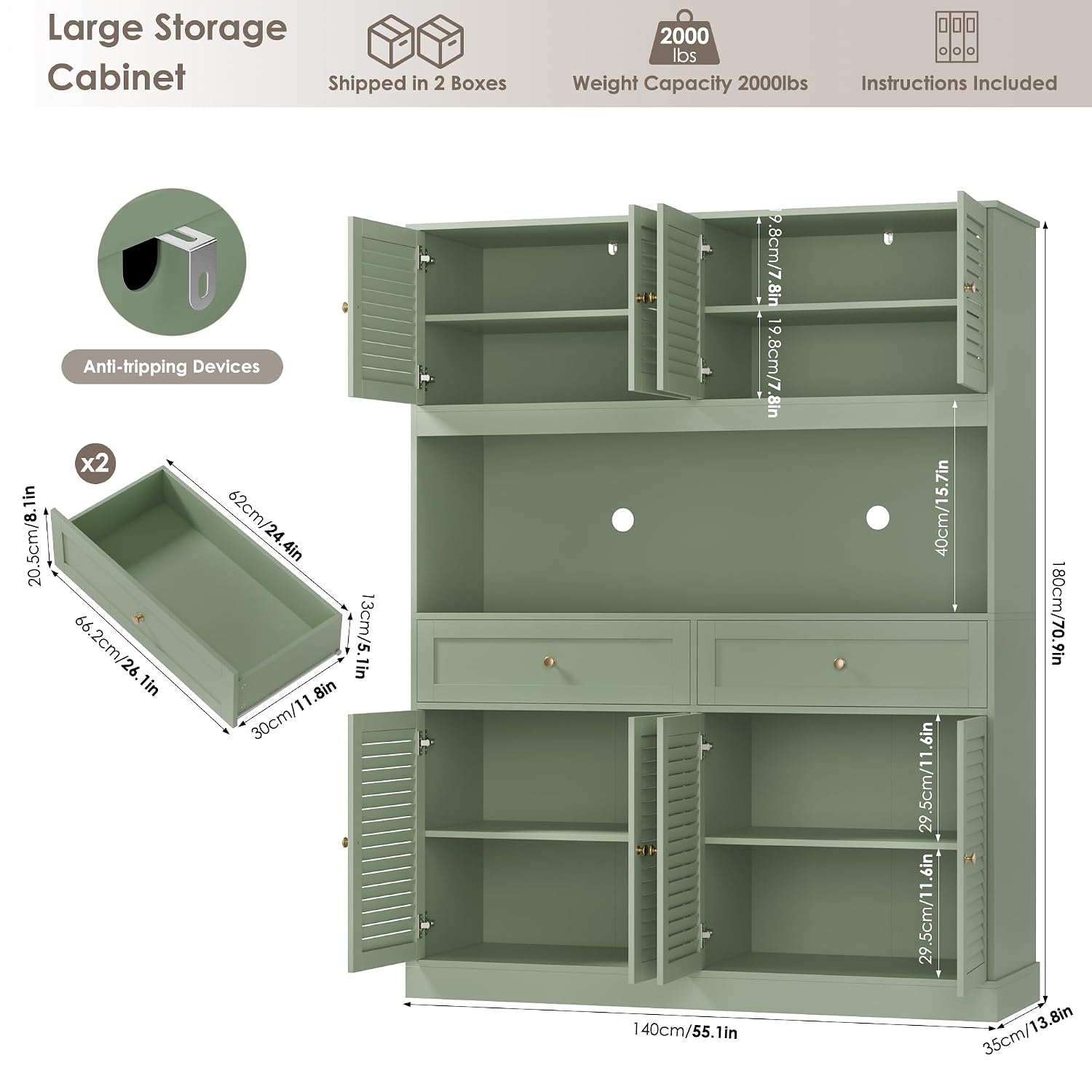 71インチのファームハウスキッチンパントリーキャビネット、カ - Food Storage Kitchen Cabinet のレビューと価格