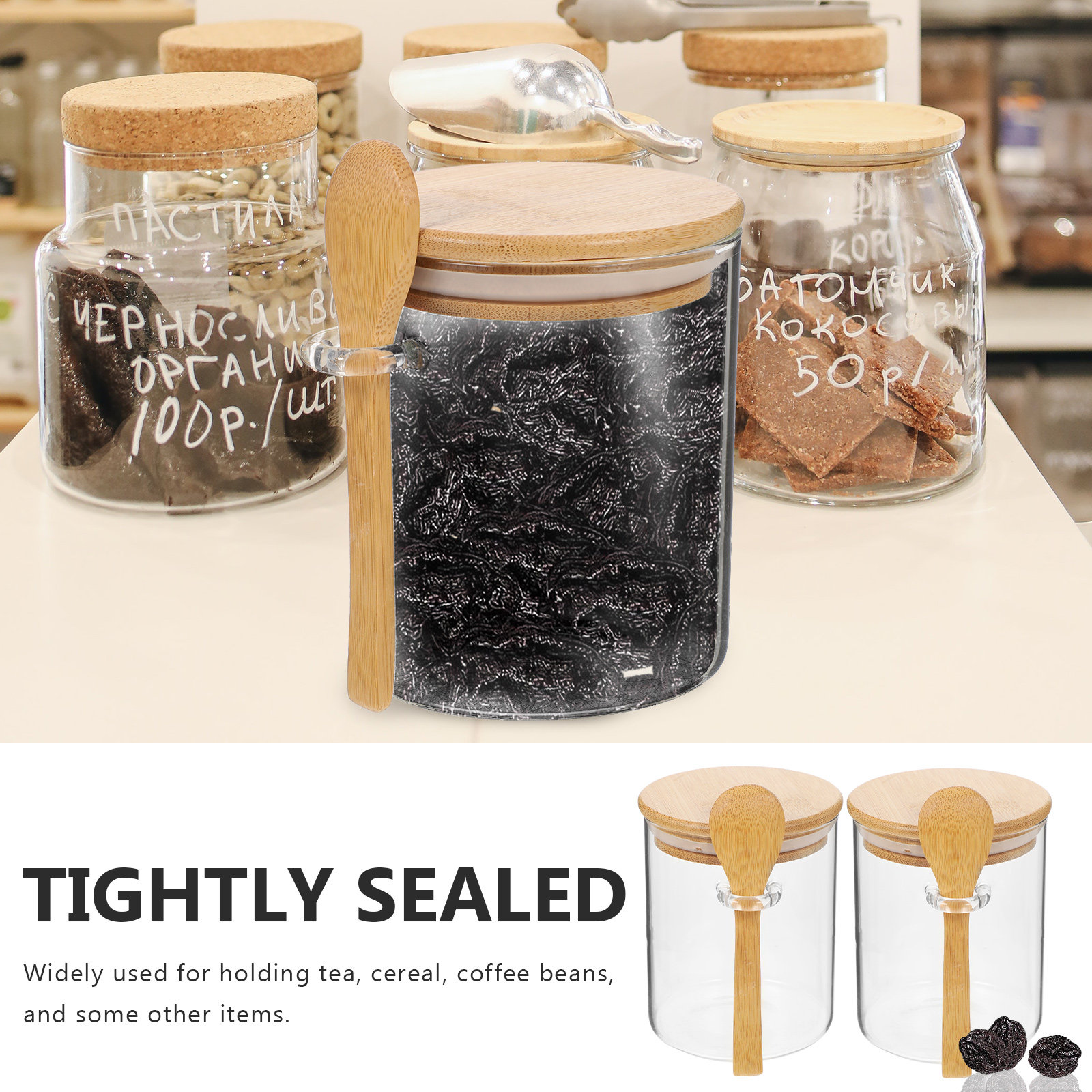 2個入り小麦粉砂糖保存容器透明食品瓶キッチンジャーガラス茶瓶 - Food Storage Containers Glass のレビューと価格