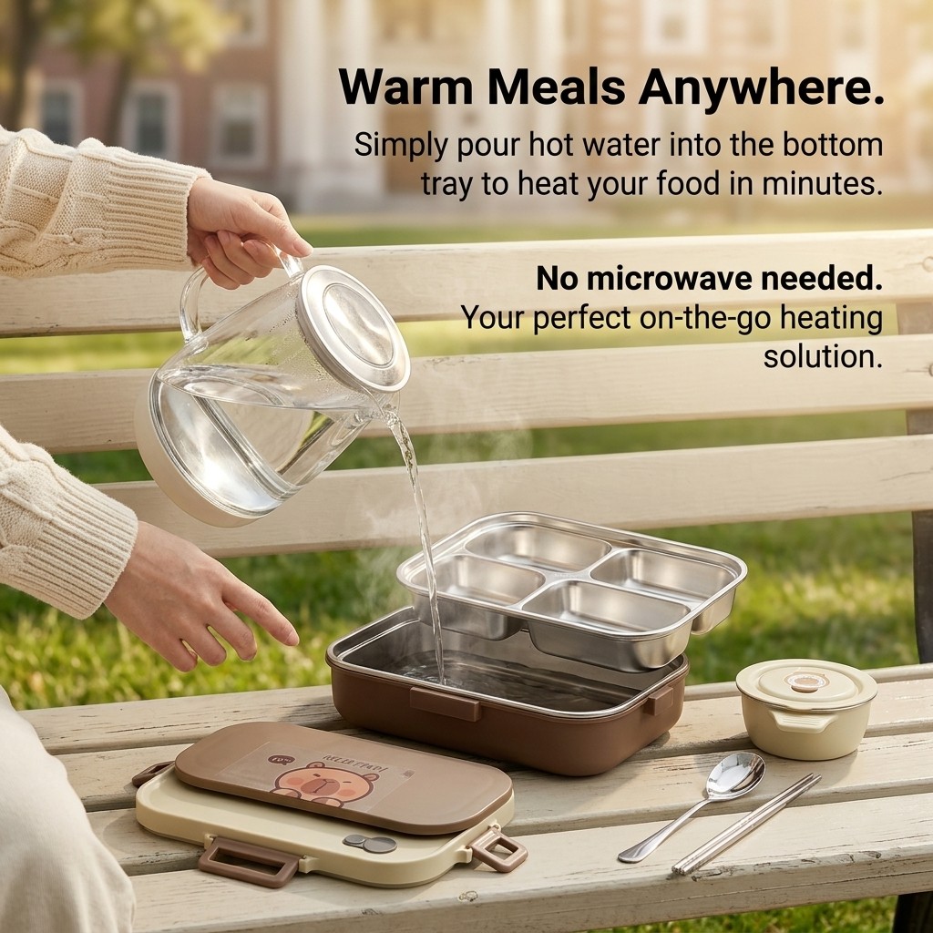 304ステンレス製弁当箱セット 4/5仕切り食品保存容器 ス - Food Storage Containers B&M のレビューと価格