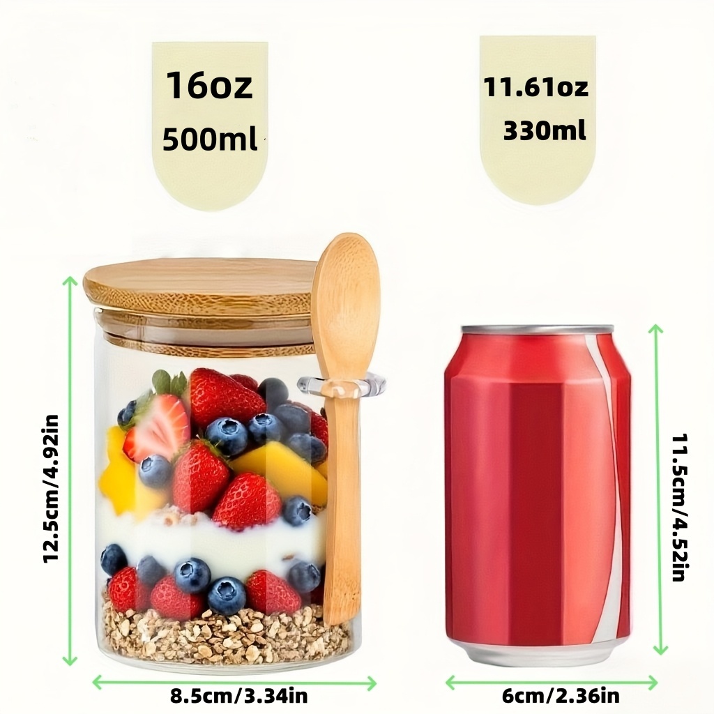 1/2/4/8個入りオートミールガラスカップセット、蓋とスプ - Food Storage Yogurt のレビューと価格