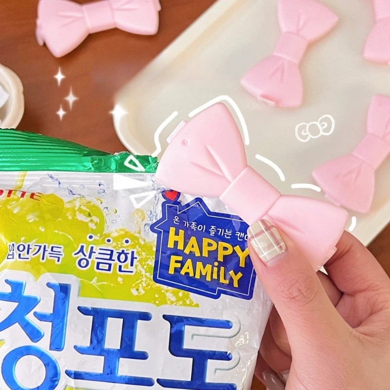5個入り かわいいフードシーリングクリップ - ピンクのリボ - Food Storage Reusable Bags のレビューと価格