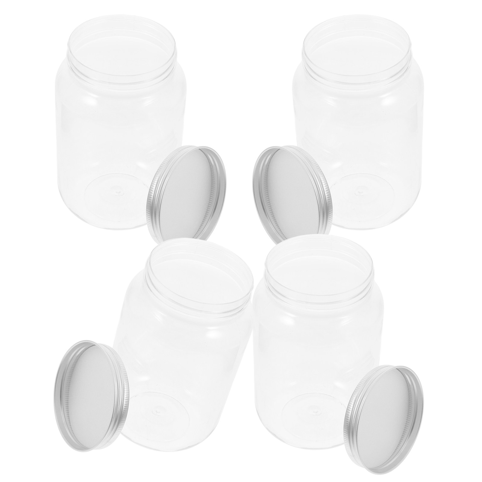 4個入り透明プラスチック保存容器、アルミ蓋付き、気密防湿、ス - Airtight Cereal Jar のレビューと価格