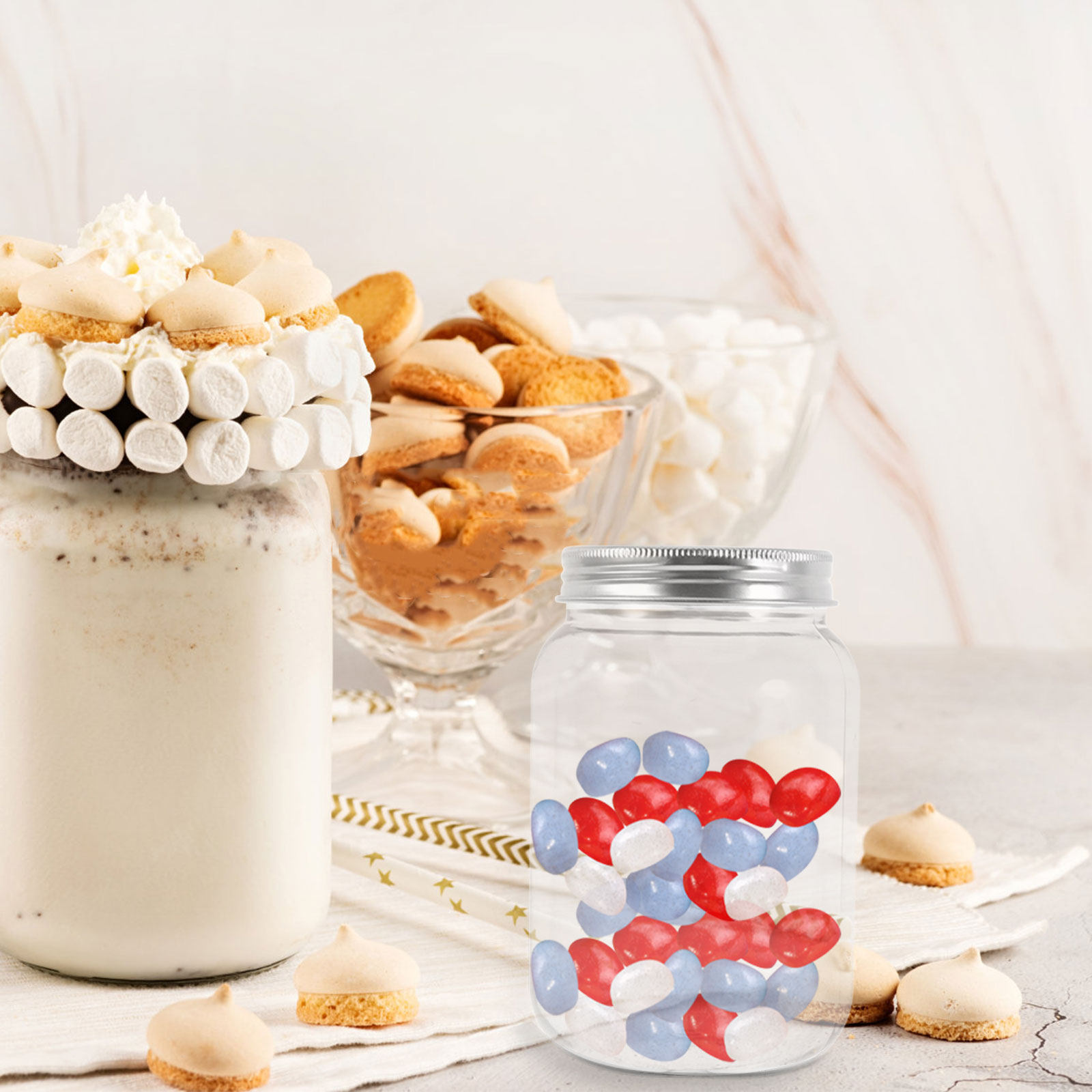 4個入り透明プラスチック保存容器、アルミ蓋付き、気密防湿、ス - Airtight Cereal Jar のレビューと価格