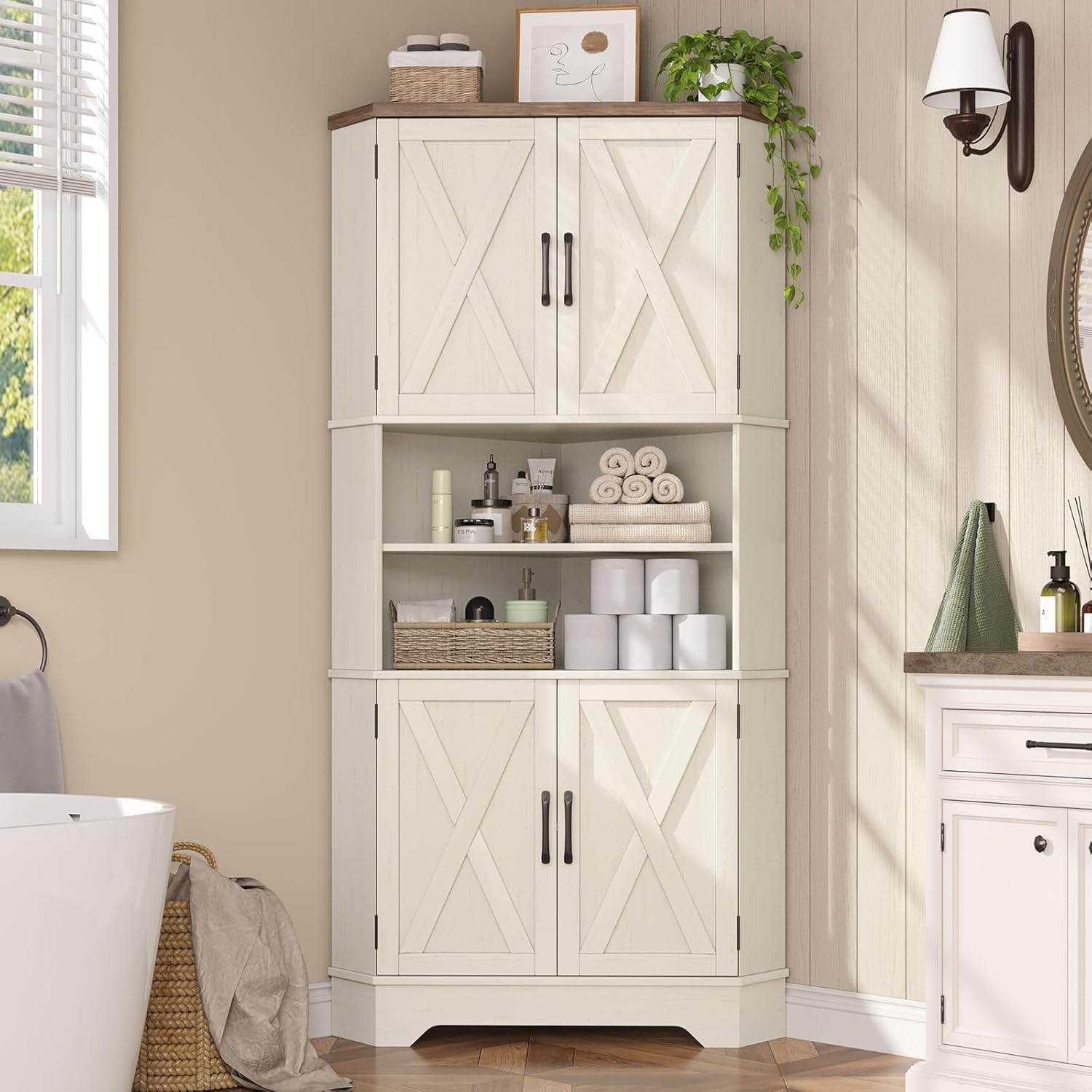 # コーナーキャビネット、高さ67インチのキッチンパントリー - Food Storage Kitchen Cabinet のレビューと価格