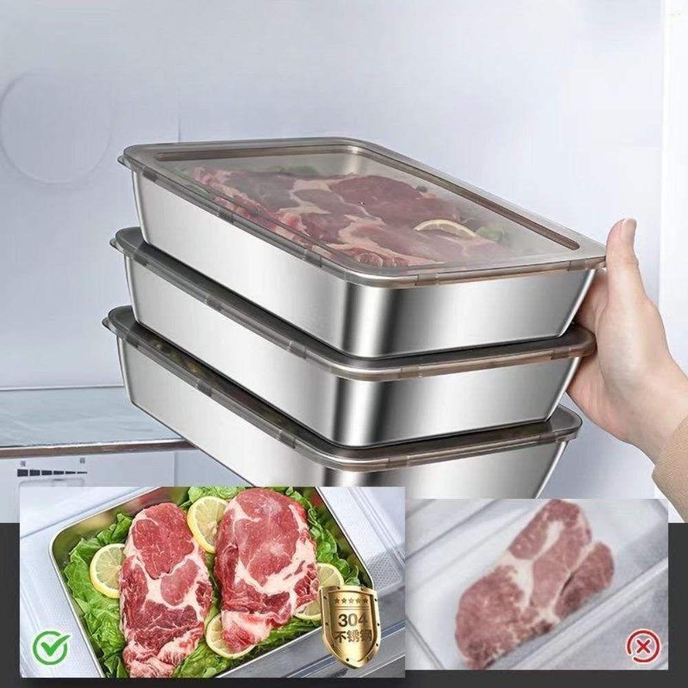 食品グレードのステンレス製サービングトレイ（蓋付き）、多目的 - Food Storage Meals のレビューと価格