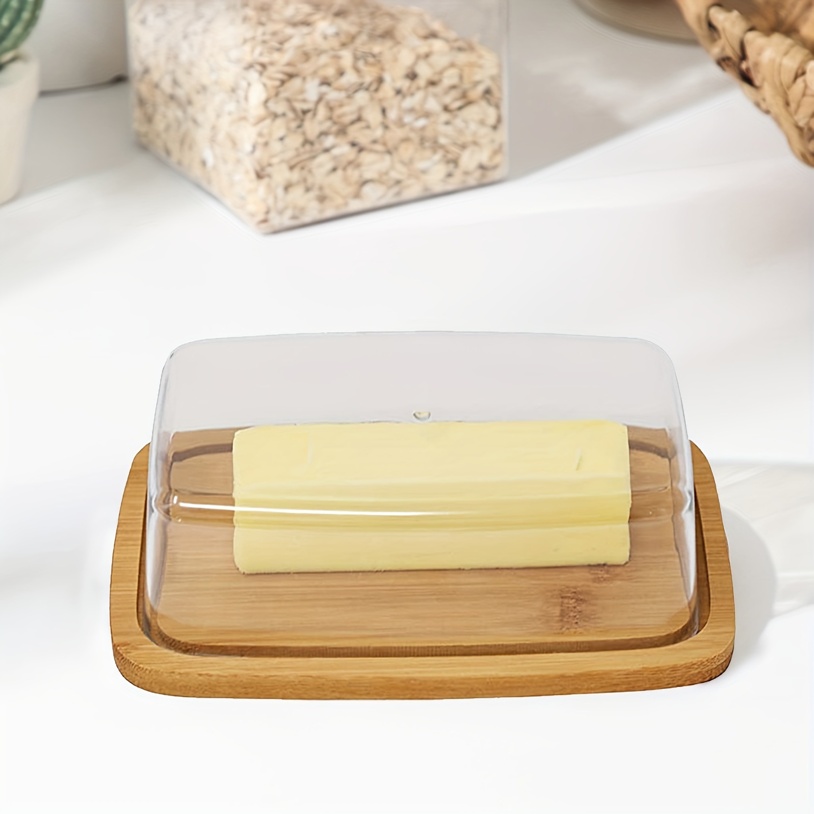 竹の長方形のチーズ収納トレイ,バター皿,プレート,食品容器, - Food Storage With Glass Lids のレビューと価格