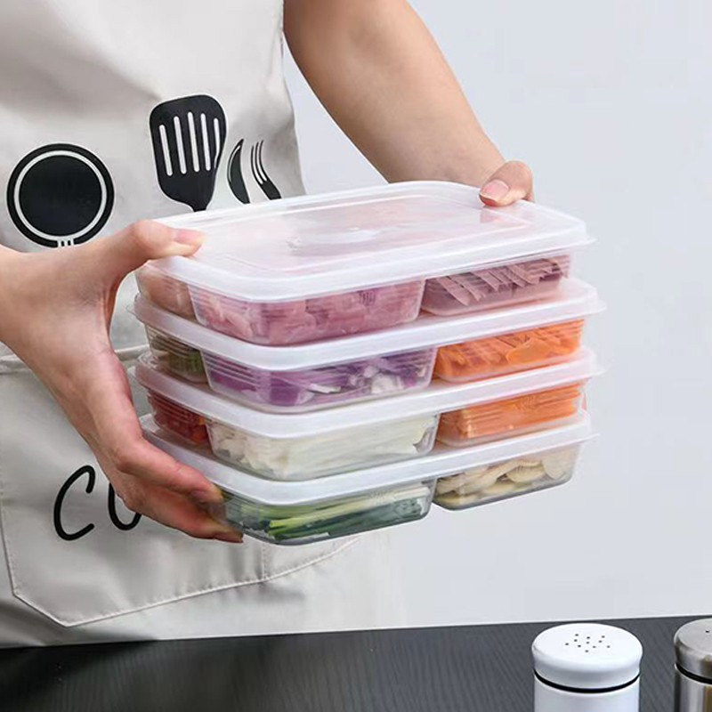 新しい【4グリッドプラスチック収納ボックスポータブルコンパー - Food Storage For Refrigerator のレビューと価格