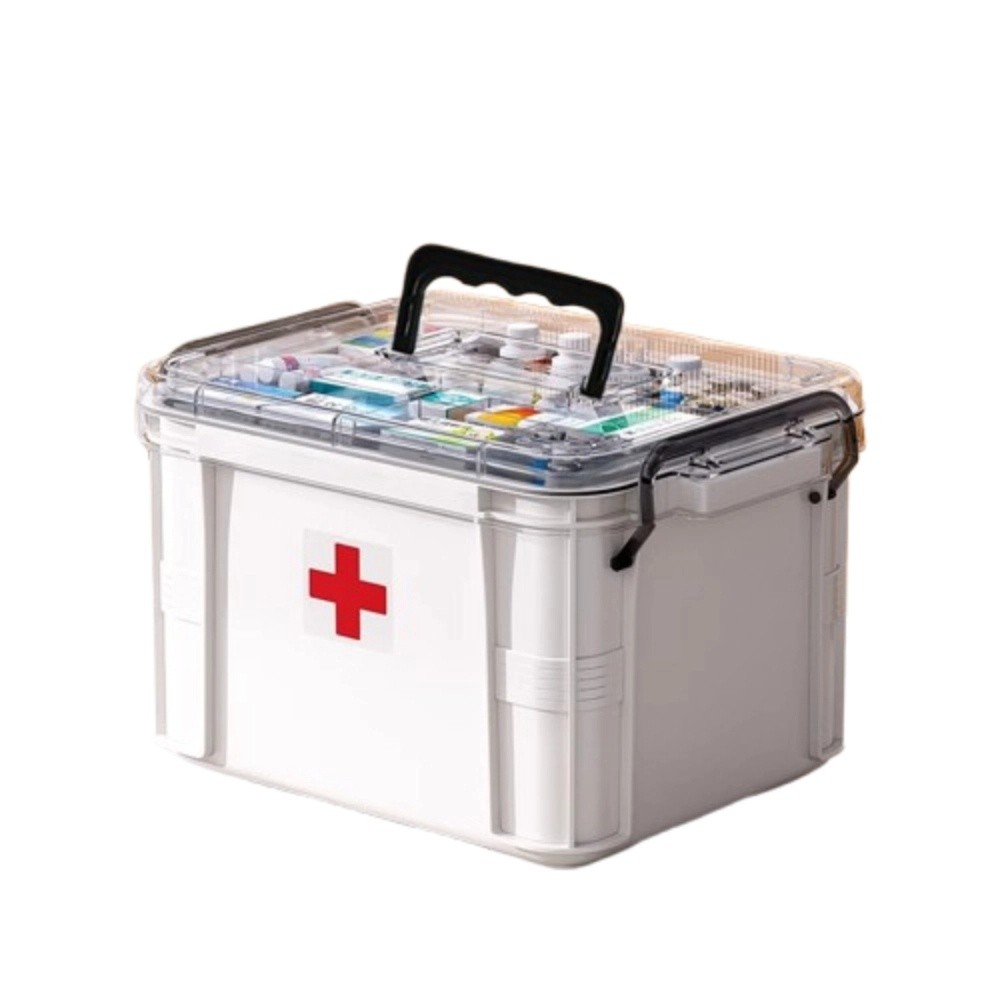 二重層薬収納ボックス ハンドル付きプラスチック製緊急ボックス - Food Storage Emergency のレビューと価格
