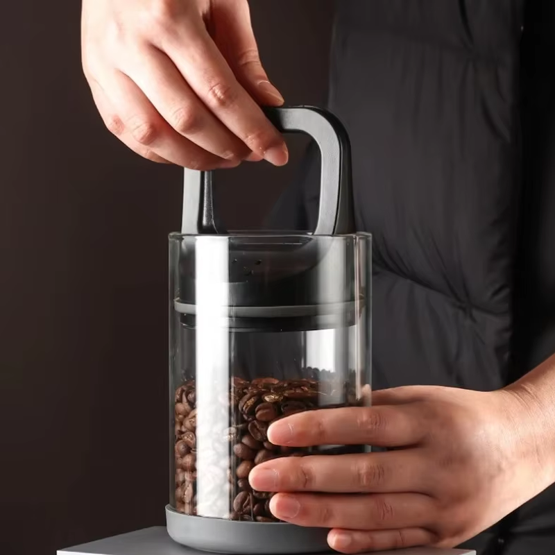 コーヒー豆真空密封タンク透明ガラス食品保存瓶家庭用防湿空気抽 - Food Storage Set Glass のレビューと価格