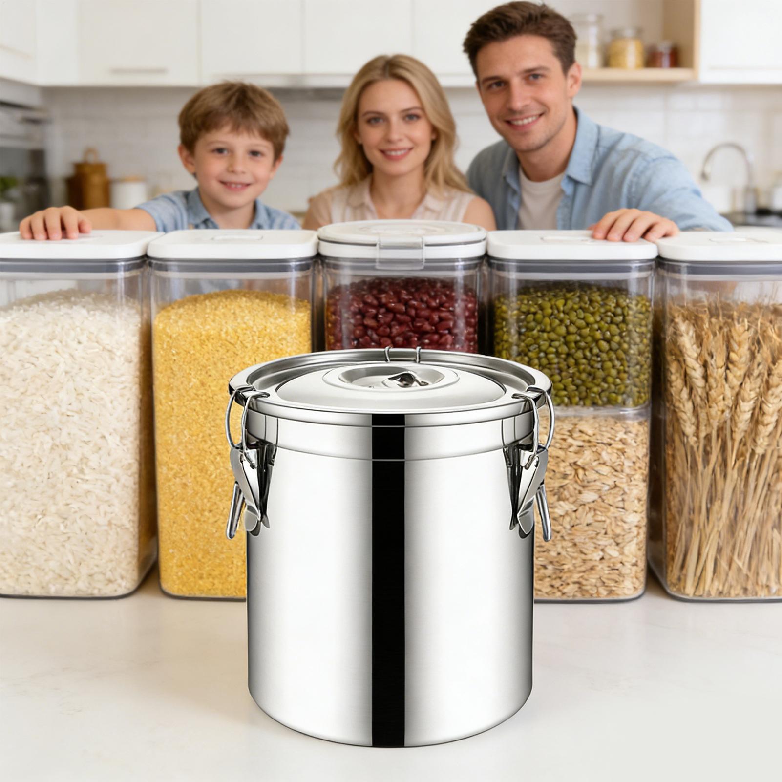 6Lステンレス製気密ジャー、気密食品保存容器、キッチン食品保 - Airtight Cereal Jar のレビューと価格