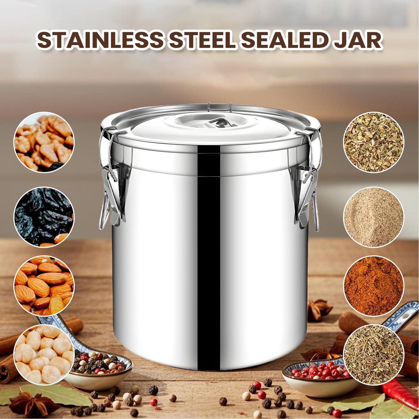 6Lステンレス製気密ジャー、気密食品保存容器、キッチン食品保 - Airtight Cereal Jar のレビューと価格