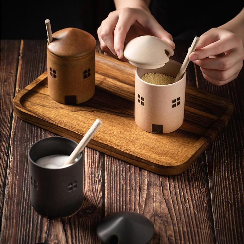 セラミック調味料容器、調味料瓶、貯蔵容器、スプーンと蓋付きソ - Herb Keeper Container のレビューと価格
