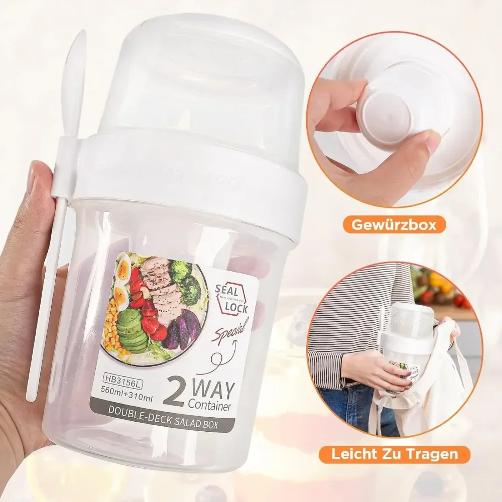 サラダカップ 朝食カップ ポータブル食品保存弁当箱 オートミ - Food Storage Yogurt のレビューと価格