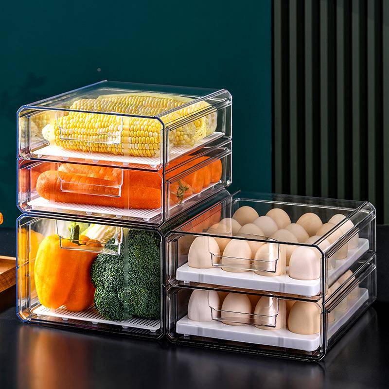 キッチン冷蔵庫食品保存ボックス卵野菜果物保存引き出し式調整可 - Food Storage Vegetables のレビューと価格