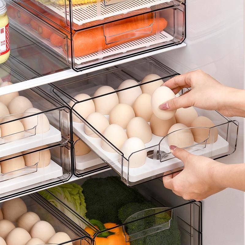 キッチン冷蔵庫食品保存ボックス卵野菜果物保存引き出し式調整可 - Food Storage Vegetables のレビューと価格