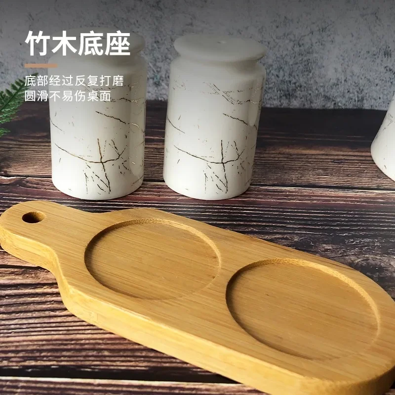 セラミックスパイスジャー調味料ボトル大理石模様の塩コショウ入 - Herb Keeper Container のレビューと価格