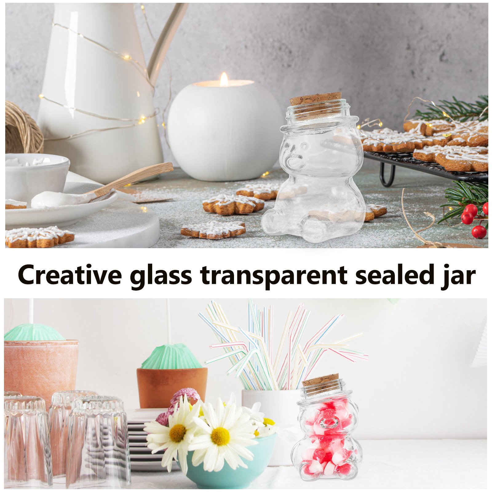 4個入りガラスキャンディジャーセット 透明な気密食品保存容器 - Food Storage Containers Glass のレビューと価格