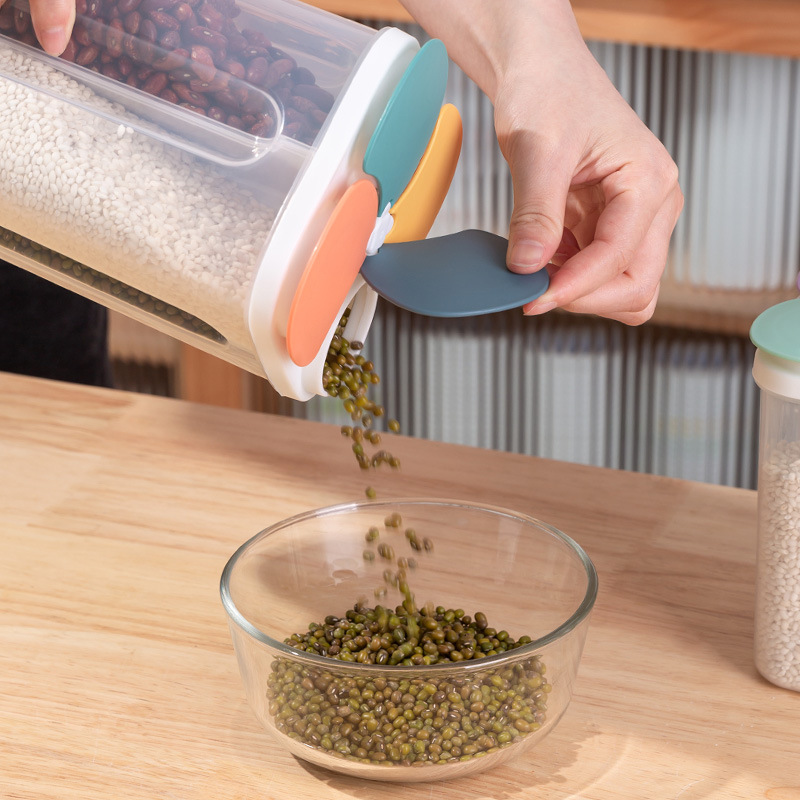キッチンシリアル収納ボックスプラスチック4グリッドシリアル密 - Airtight Cereal Jar のレビューと価格