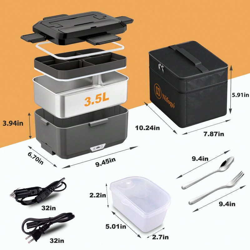 デュアルユース電気加熱ランチボックス、12V車用＆家庭用プラ - Food Storage Warmer のレビューと価格