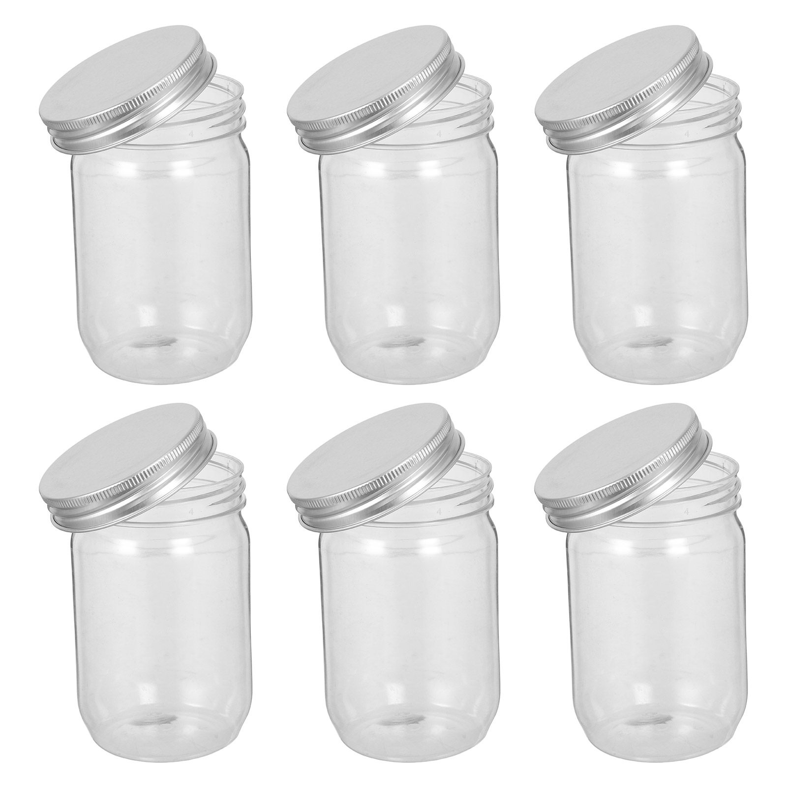 6個入り透明プラスチック製メイソンジャー、気密蓋付き、透明食 - Food Storage Jars のレビューと価格