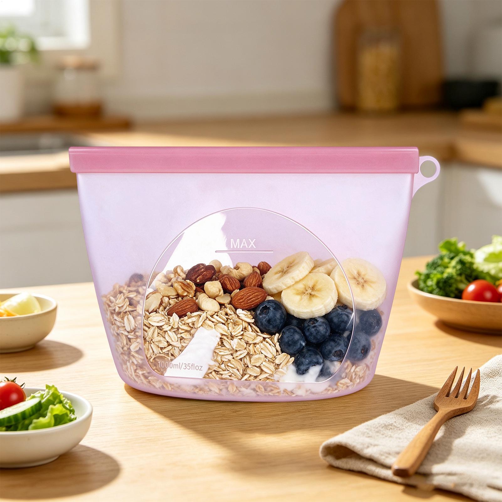 食品保存用シリコンバッグ 1000ml 漏れ防止 再利用可能 - Food Storage Reusable Bags のレビューと価格