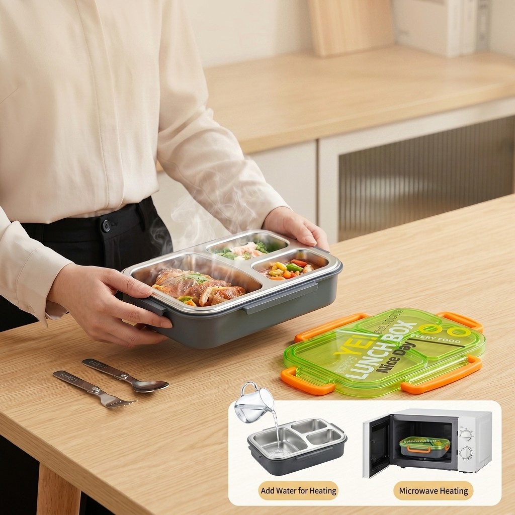 電子レンジ対応304ステンレス製弁当箱、仕切り付き食品保存容 - Food Storage Containers B&M のレビューと価格