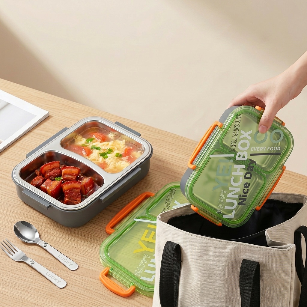 電子レンジ対応304ステンレス製弁当箱、仕切り付き食品保存容 - Food Storage Containers B&M のレビューと価格