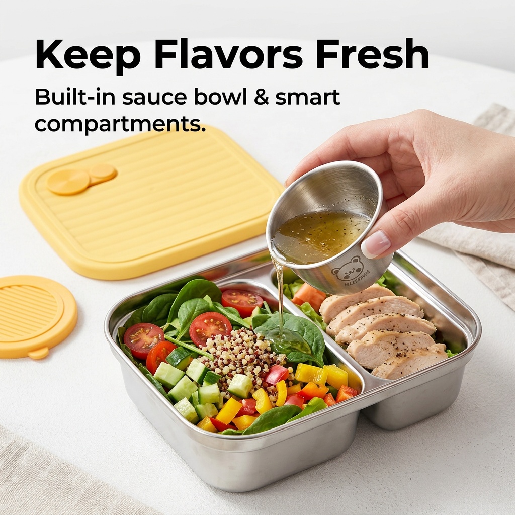 304ステンレス製ランチ容器、子供や学生向けの携帯用密閉ラン - Food Storage Containers B&M のレビューと価格