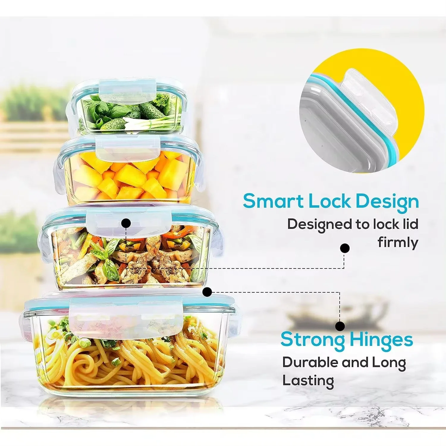 ガラスランチボックス食品保存容器、食事の準備、気密弁当箱、電 - Food Storage Containers Glass のレビューと価格