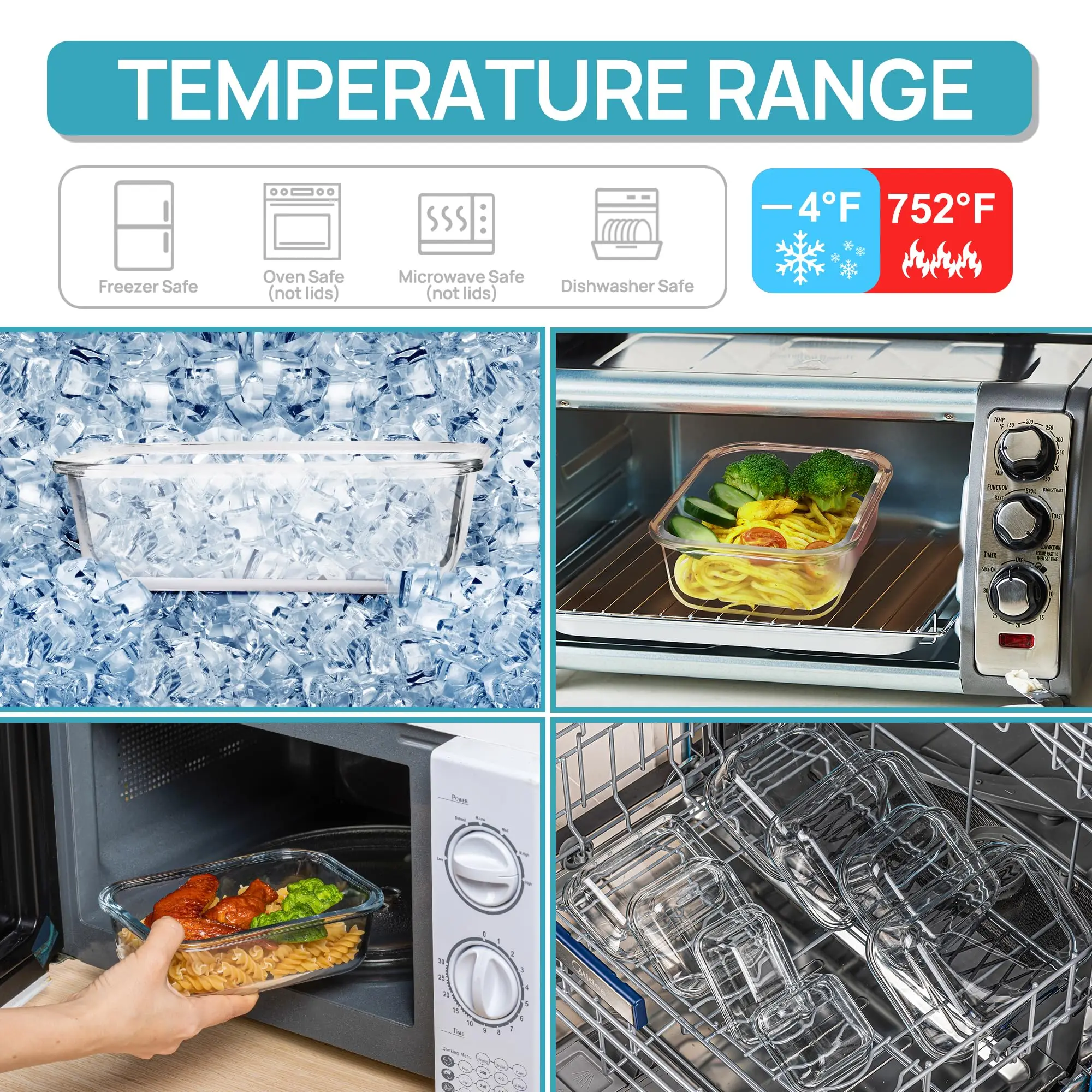 ガラスランチボックス食品保存容器、食事の準備、気密弁当箱、電 - Food Storage Containers Glass のレビューと価格