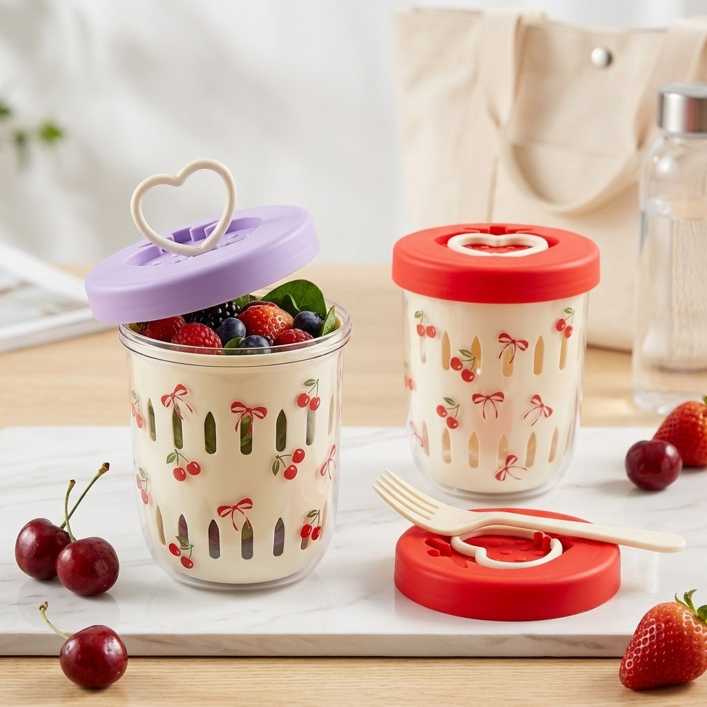 プラスチック製サラダ容器 蓋付きストレーナー弁当箱 食品保存 - Food Storage Yogurt のレビューと価格