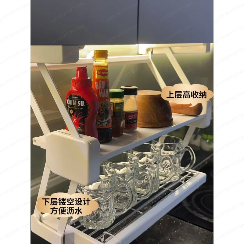 キッチン食品収納ラック 折りたたみ式 ダブルレイヤー 食材準 - Food Storage Kitchen Cabinet のレビューと価格
