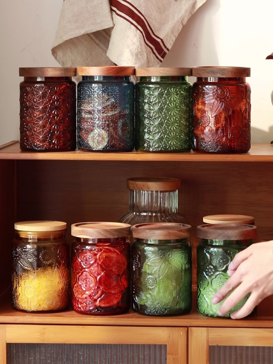 木製の蓋付きのガラス製収納ジャー,気密,ヴィンテージ,クッキ - Food Storage With Glass Lids のレビューと価格