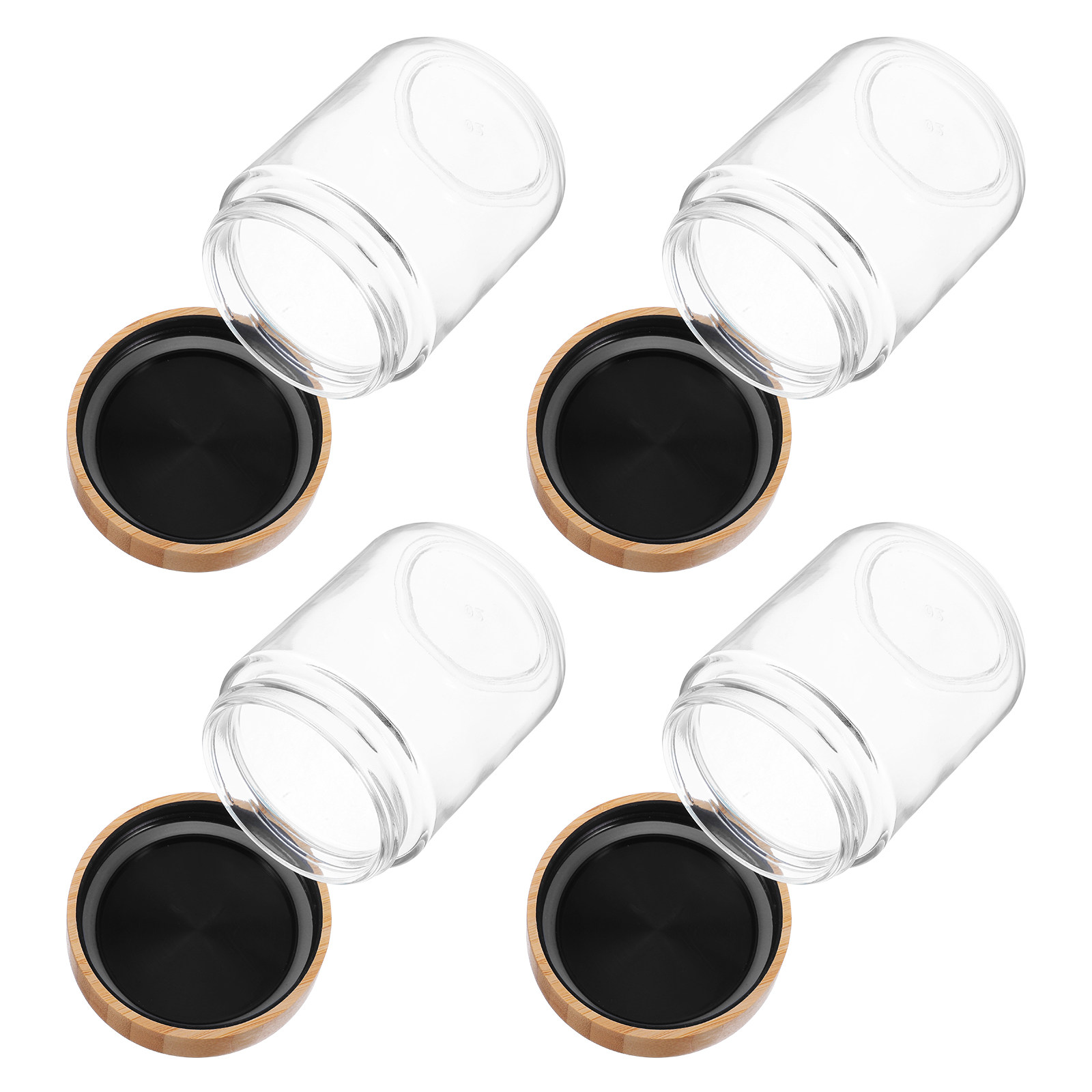 4個入りガラス製キッチン収納ジャー、竹製蓋付き気密容器、米、 - Food Storage With Glass Lids のレビューと価格
