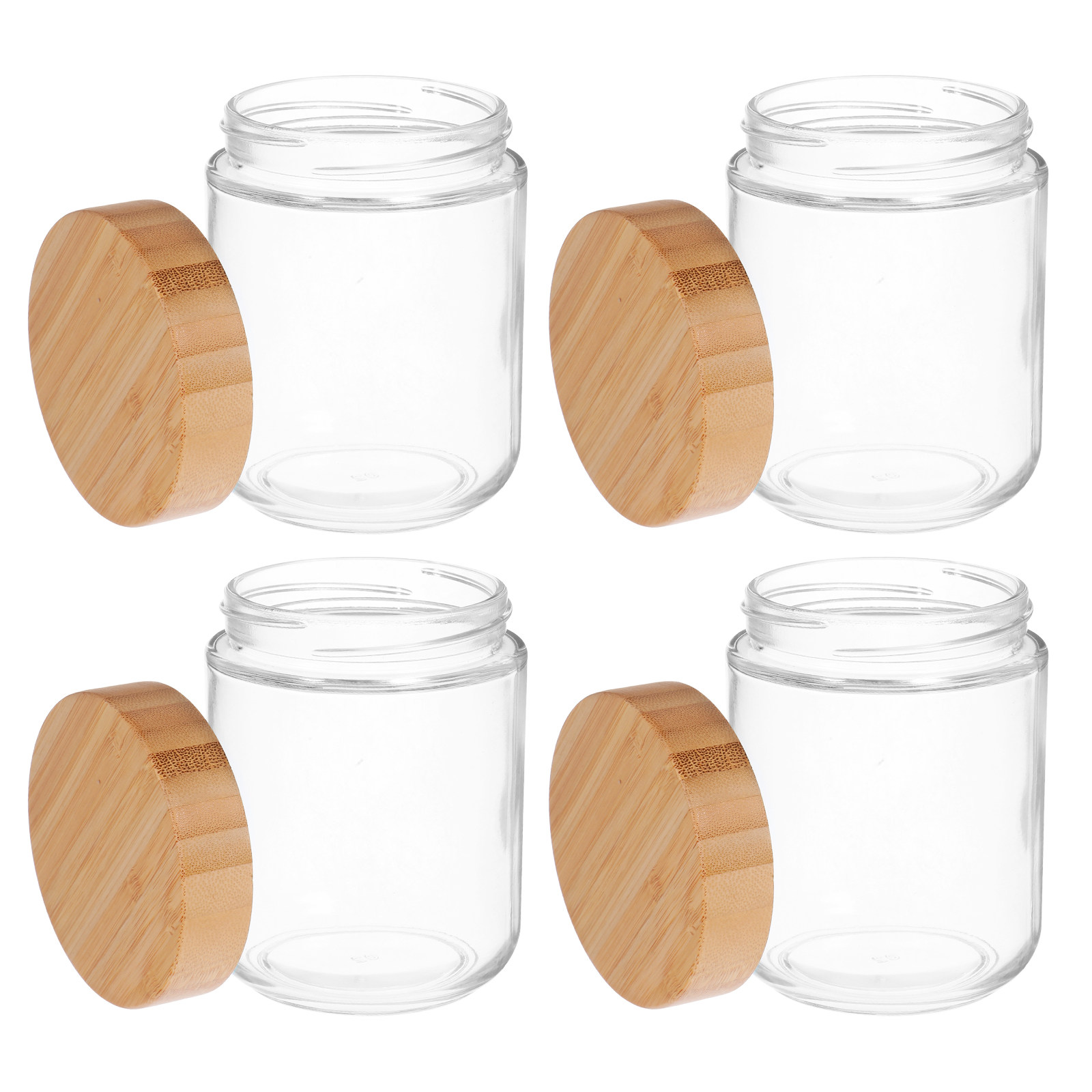 4個入りガラス製キッチン収納ジャー、竹製蓋付き気密容器、米、 - Food Storage With Glass Lids のレビューと価格