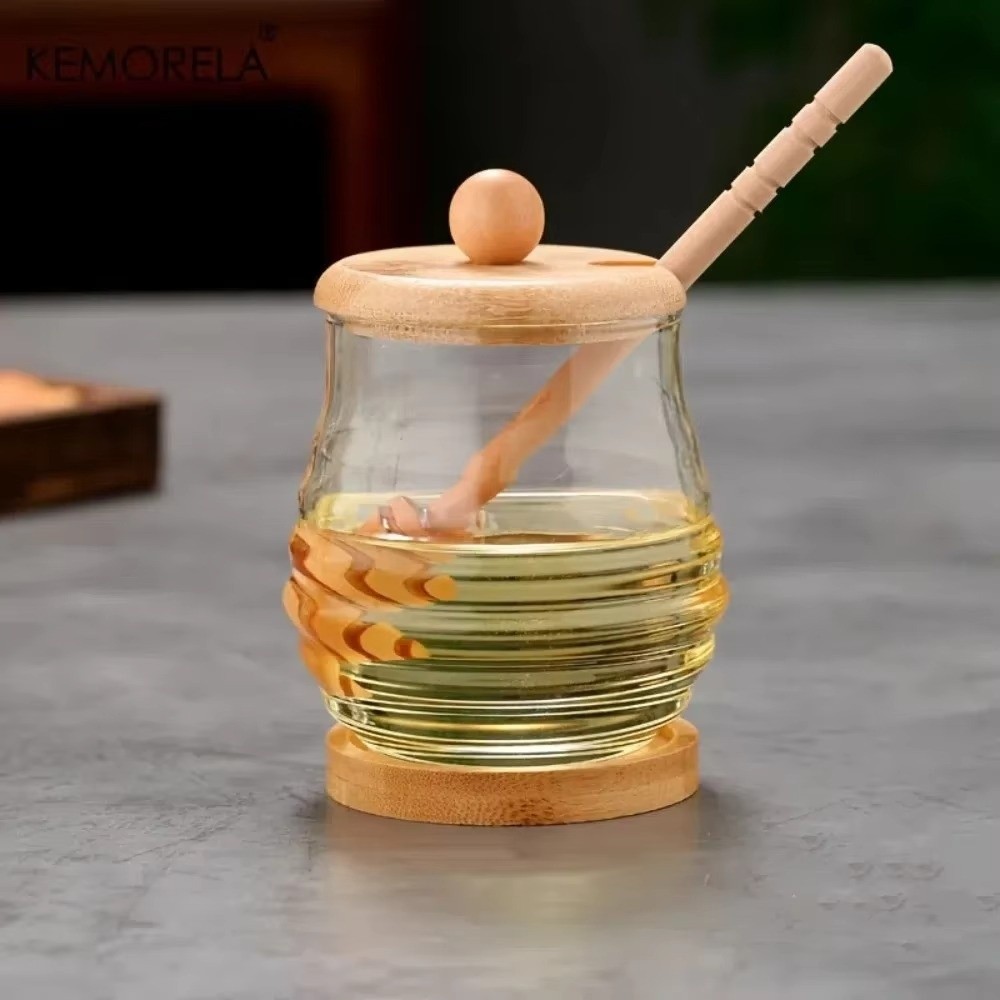 透明ガラスハニカムタンク、ディッパーと蓋付き、大容量ハニーボ - Food Storage Set Glass のレビューと価格