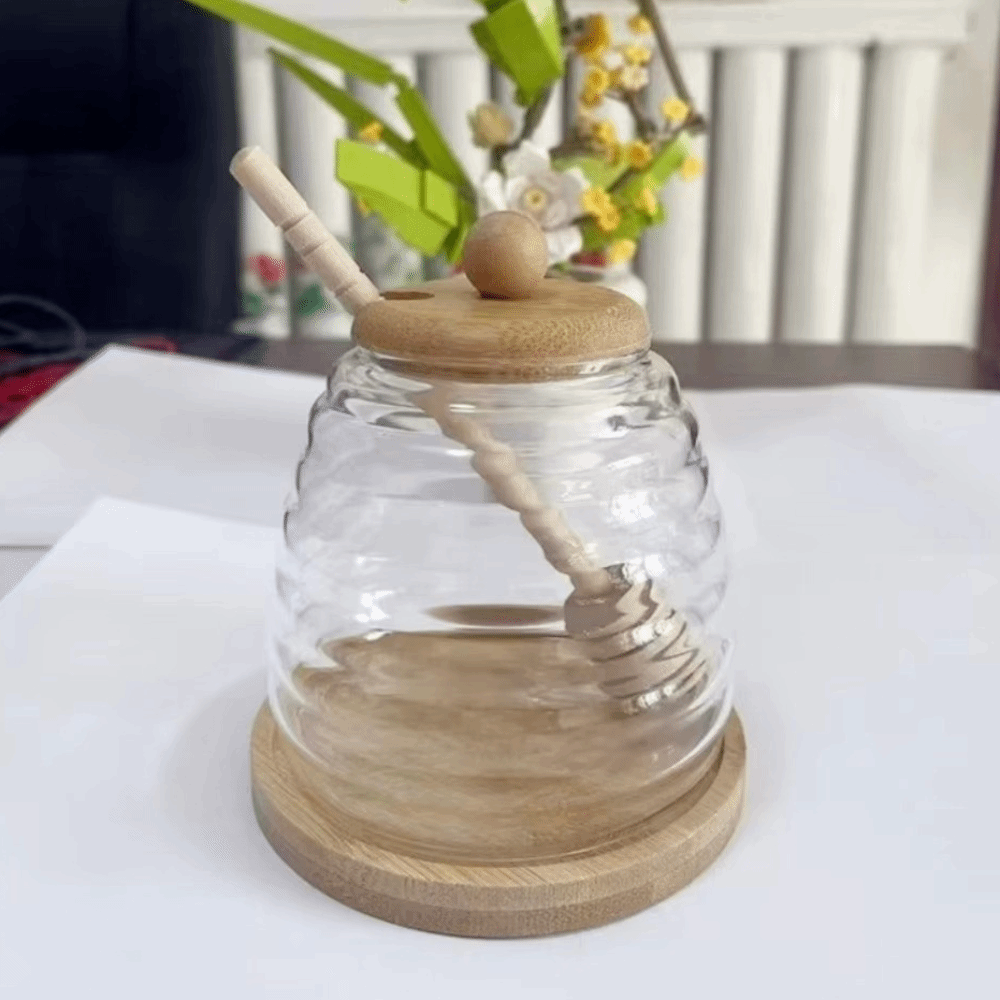 透明ガラスハニカムタンク、ディッパーと蓋付き、大容量ハニーボ - Food Storage Set Glass のレビューと価格