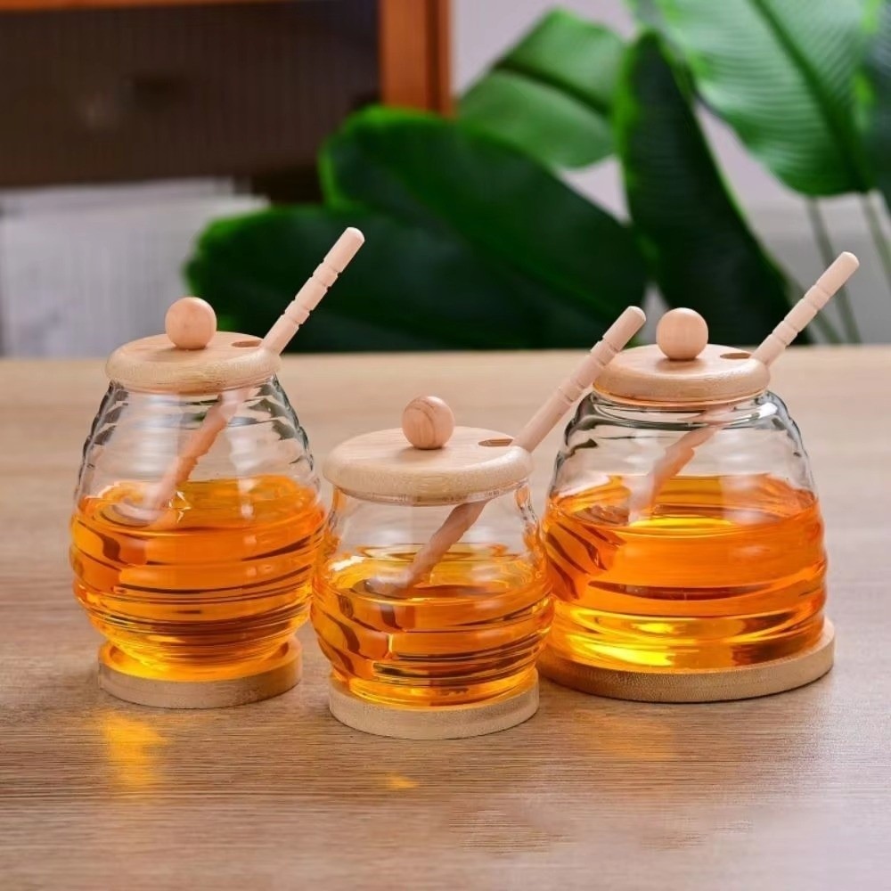 透明ガラスハニカムタンク、ディッパーと蓋付き、大容量ハニーボ - Food Storage Set Glass のレビューと価格